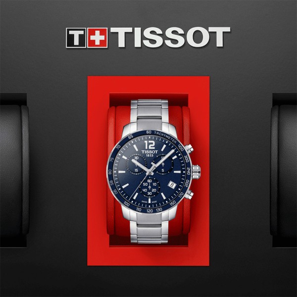 Tissot Quickster Chronograph quartz watch blue dial steel bracelet 42 mm