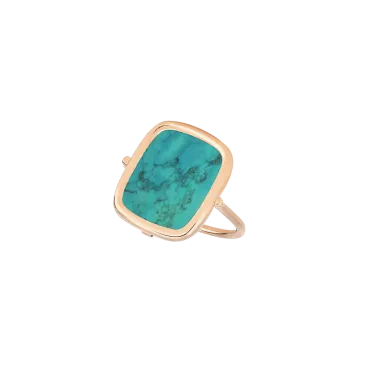 Bague Ginette NY Antique Ring en or rose et turquoise RANTT