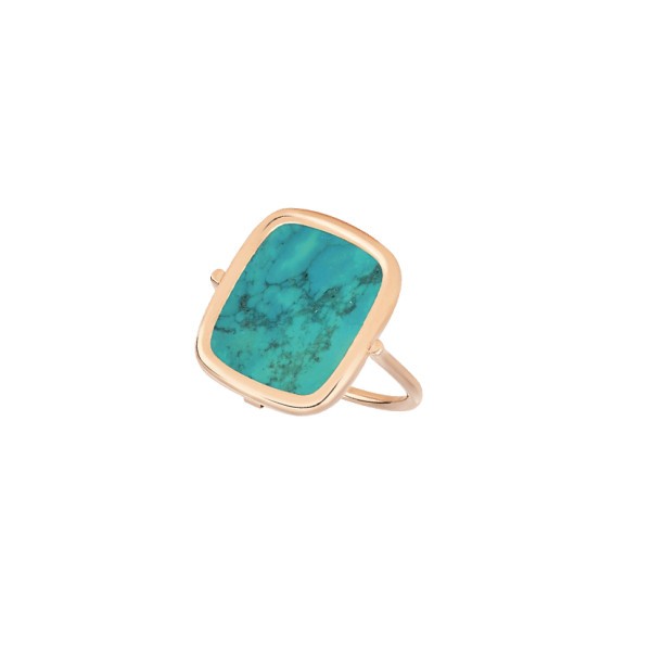 Bague Ginette NY Antique Ring en or rose et turquoise RANTT