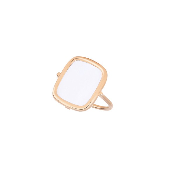 Ginette NY Antique Ring in pink golg and white agate