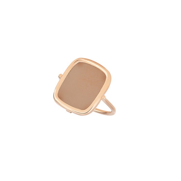 Ginette NY Antique Ring in pink golg and grey moonstone