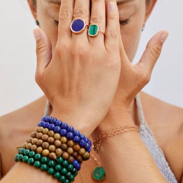 Bague Ginette NY Antique Ring en or rose et malachite RANTM