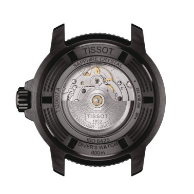 Montre Tissot T-Sport Seastar 2000 Professional Powermatic 80 PVD noir cadran bleu cuir bleu 46 mm T120.607.37.041.00