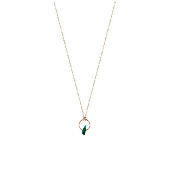 Jala Circle Tiny necklace in pink gold and chrysocolle - JLA5