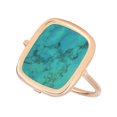 Bague Ginette NY Antique Ring en or rose et turquoise RANTT