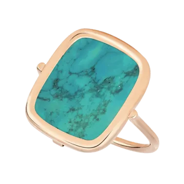 Bague Ginette NY Antique Ring en or rose et turquoise RANTT