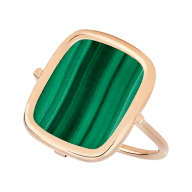 Bague Ginette NY Antique Ring en or rose et malachite RANTM