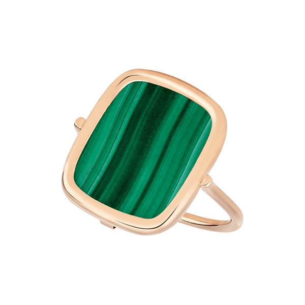 Bague Ginette NY Antique Ring en or rose et malachite RANTM