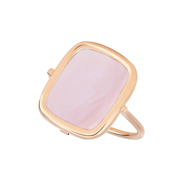 Bague Ginette NY Antique Ring en or rose et nacre rose RANTPN