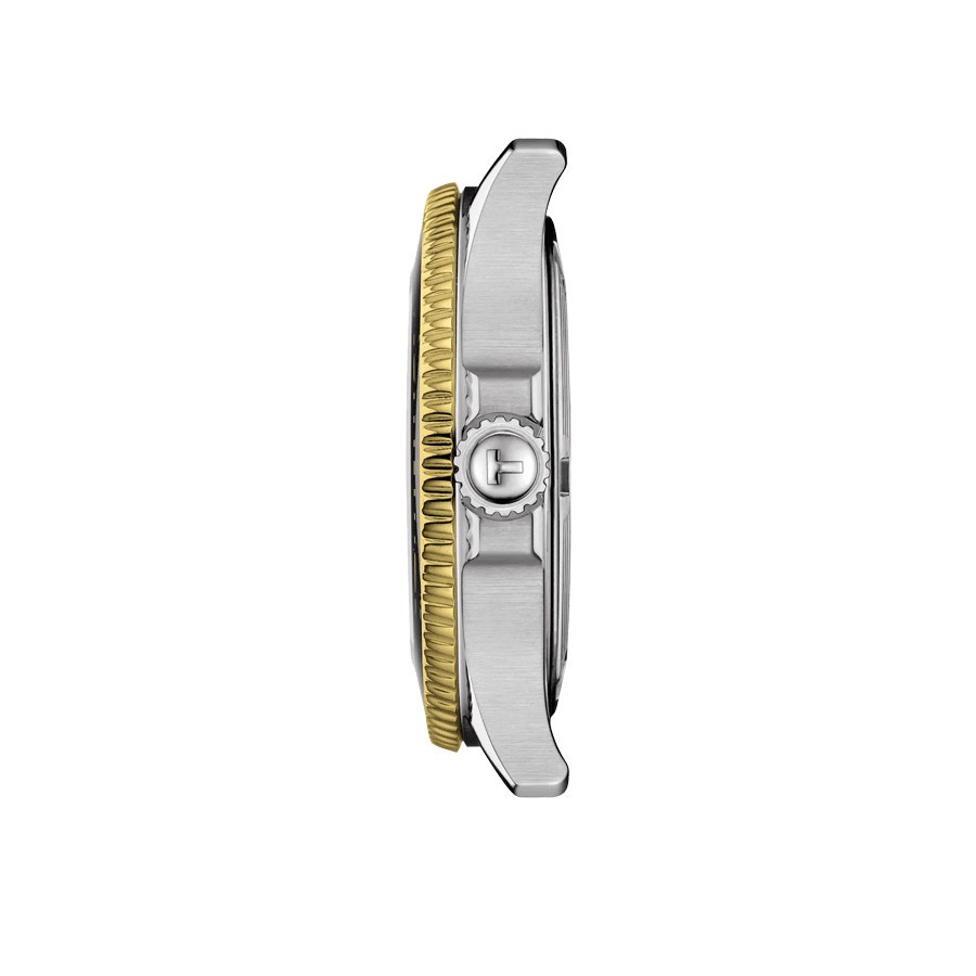 Tissot T-Sport Seastar 1000 quartz PVD Yellow Gold watch black dial steel bracelet 36 mm T120.210.21.051.00