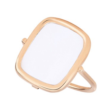 Bague Ginette NY Antique Ring en or rose et agate blanche RANTWA