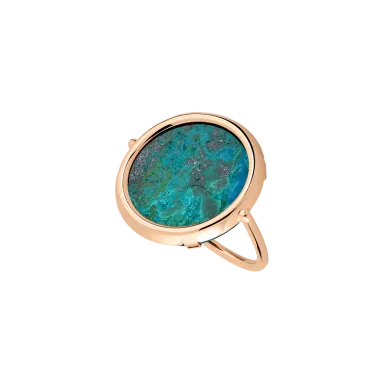 Bague Ginette NY Disc Ring en or rose et chrysocolle - RJLADR