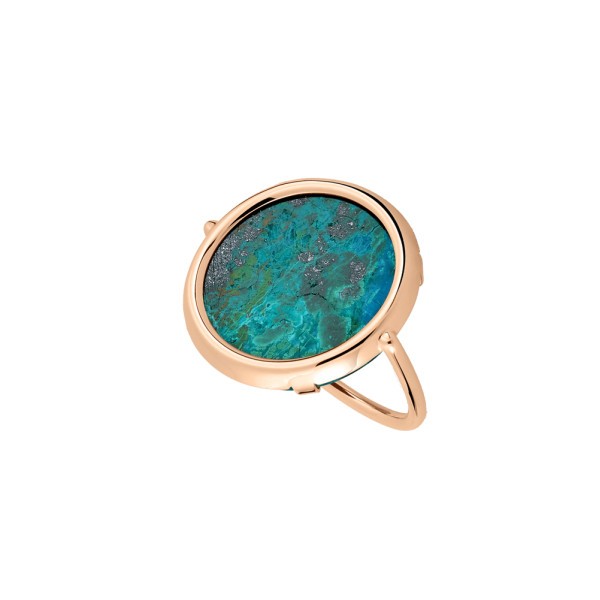 Bague Ginette NY Disc Ring en or rose et chrysocolle - RJLADR