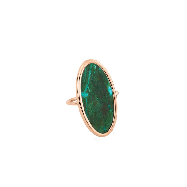 Ellipse ring in pink gold and chrysocolle - RELCH2