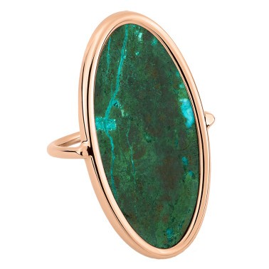 Ellipse ring in pink gold and chrysocolle - RELCH2