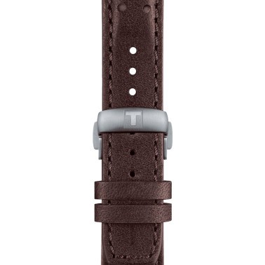 Montre Tissot T-Sport PRS 516 Powermatic 80 cadran argent bracelet cuir brun 42 mm T131.430.16.032.00