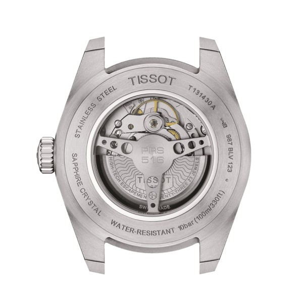 Montre Tissot T-Sport PRS 516 Powermatic 80 cadran argent bracelet cuir brun 42 mm T131.430.16.032.00