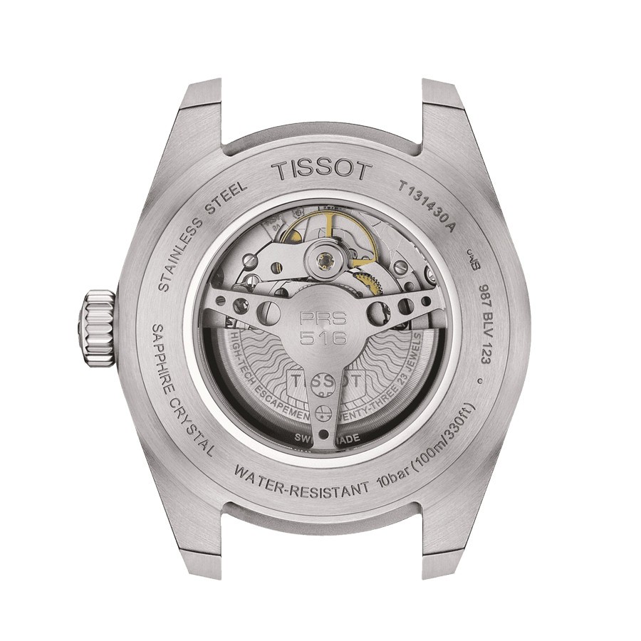 Montre Tissot T-Sport PRS 516 Powermatic 80 cadran argent bracelet cuir brun 42 mm T131.430.16.032.00