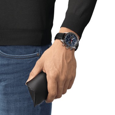 Tissot T-Sport PRS 516 Automatic Chronograph blue dial black leather strap 45 mm T131.627.16.042.00