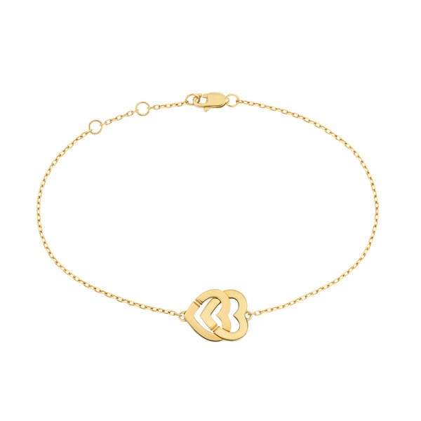 Double Hearts R10 dinh van bracelet in yellow gold