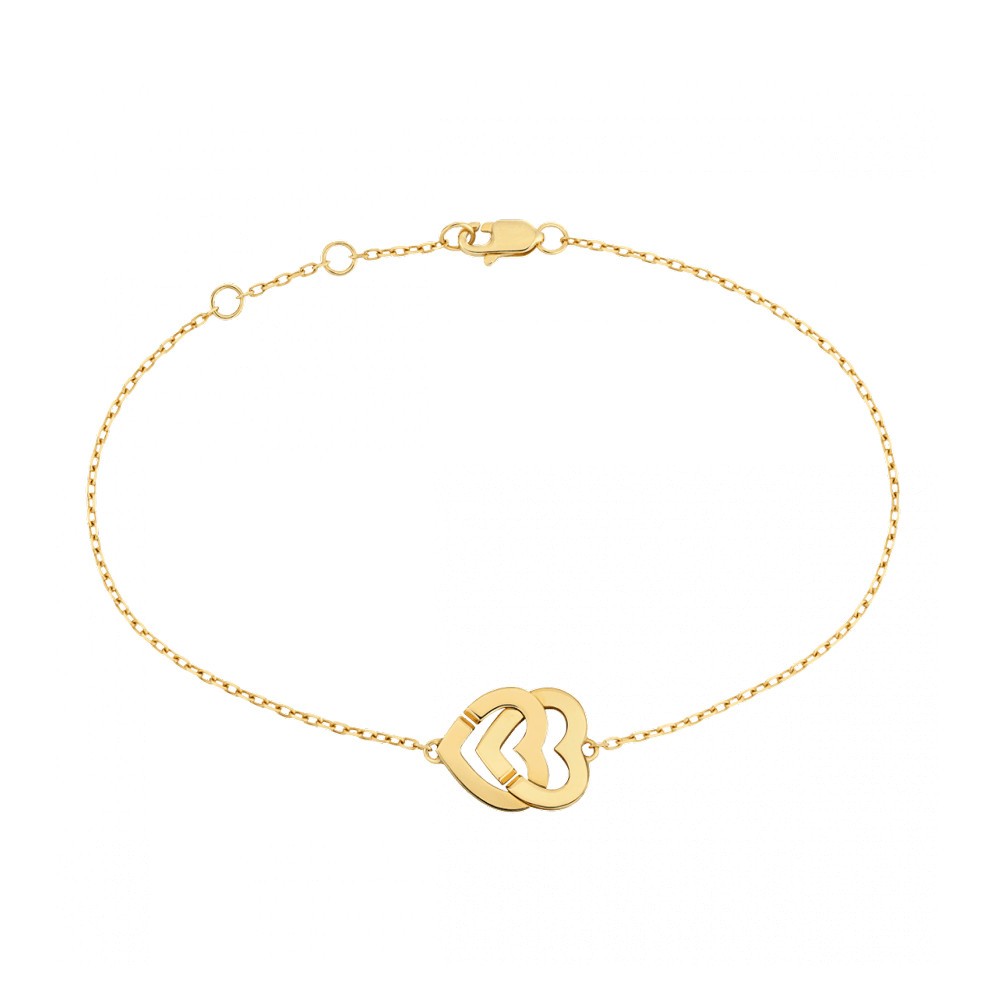 Double Hearts R10 dinh van bracelet in yellow gold