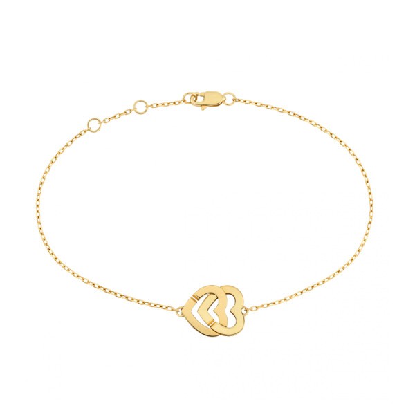 Double Hearts R10 dinh van bracelet in yellow gold