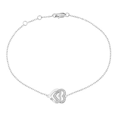 Double Hearts R10 dinh van bracelet in white gold and diamonds
