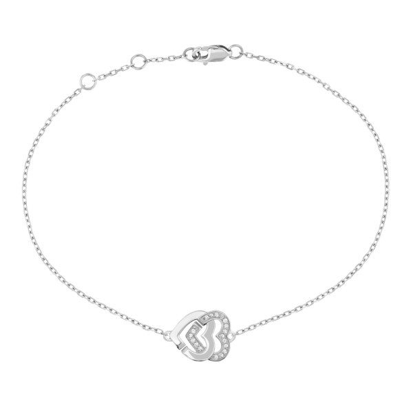 Double Hearts R10 dinh van bracelet in white gold and diamonds