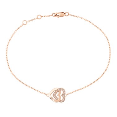Bracelet dinh van Double Coeurs R10 en or rose et diamants 345515