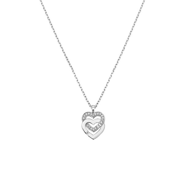 Double Hearts R10 dinh van necklace in white gold and diamonds
