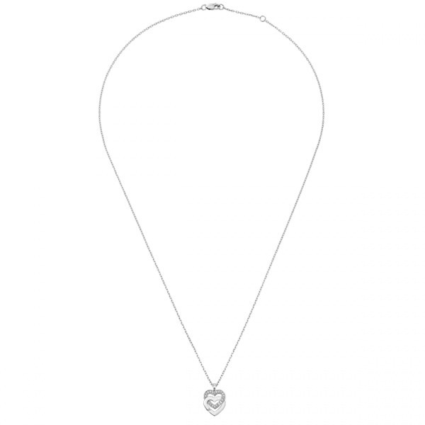 Double Hearts R10 dinh van necklace in white gold and diamonds