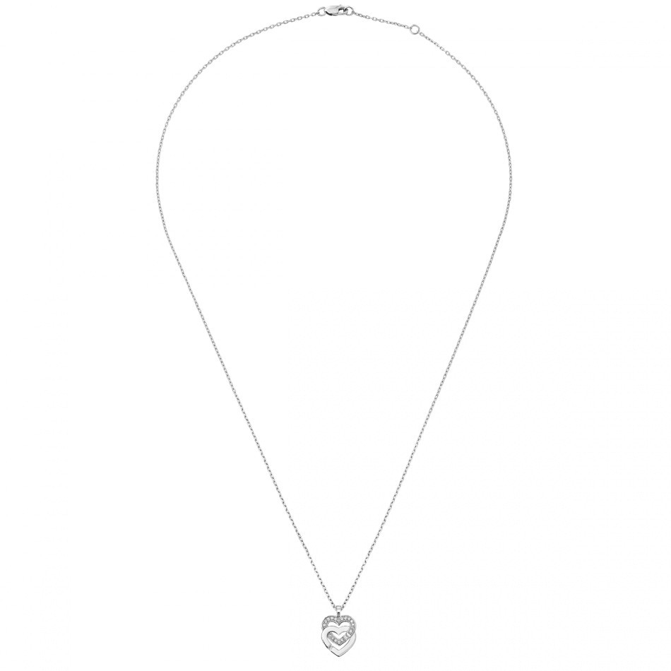 Collier dinh van Double Coeurs R10 en or blanc et diamants 745212