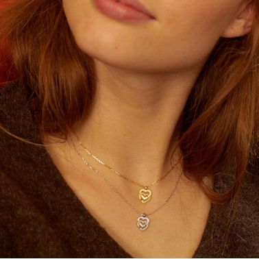 Collier dinh van Double Coeurs R10 en or blanc et diamants 745212