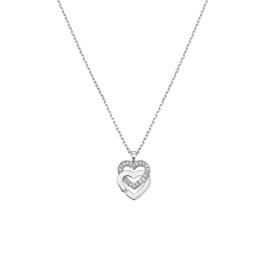 Double Hearts R10 dinh van necklace in white gold and diamonds