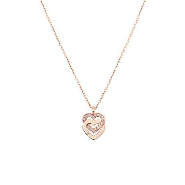 Double Hearts R10 dinh van necklace in pink gold and diamonds