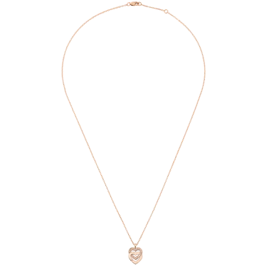Double Hearts R10 dinh van necklace in pink gold and diamonds