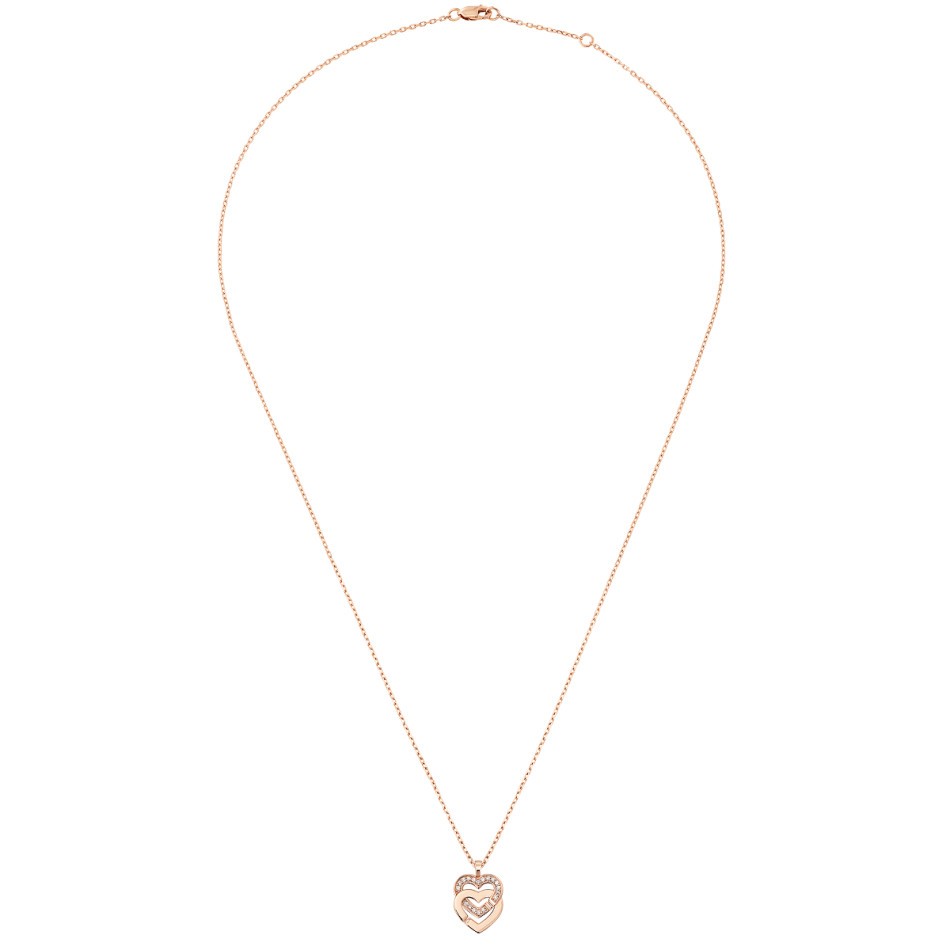 Collier dinh van Double Coeurs R10 en or rose et diamants 745215