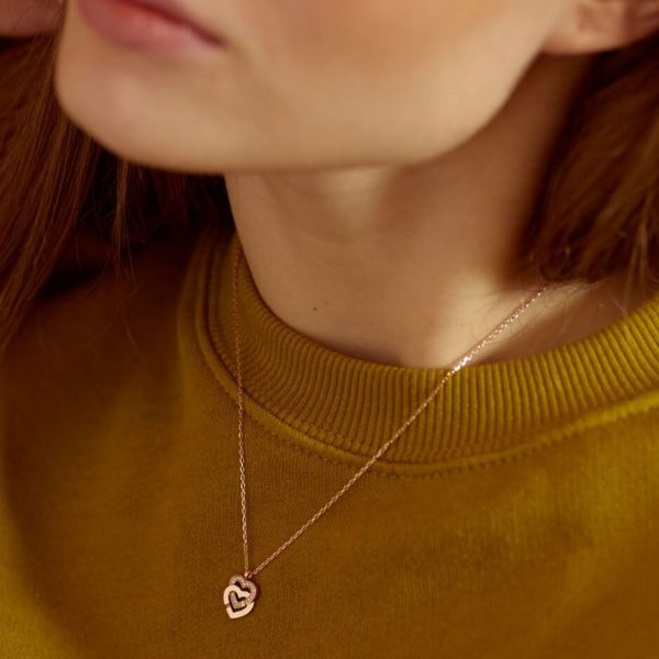 Collier dinh van Double Coeurs R10 en or rose et diamants 745215