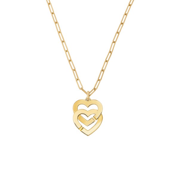 Double Hearts R15 dinh van necklace in yellow gold