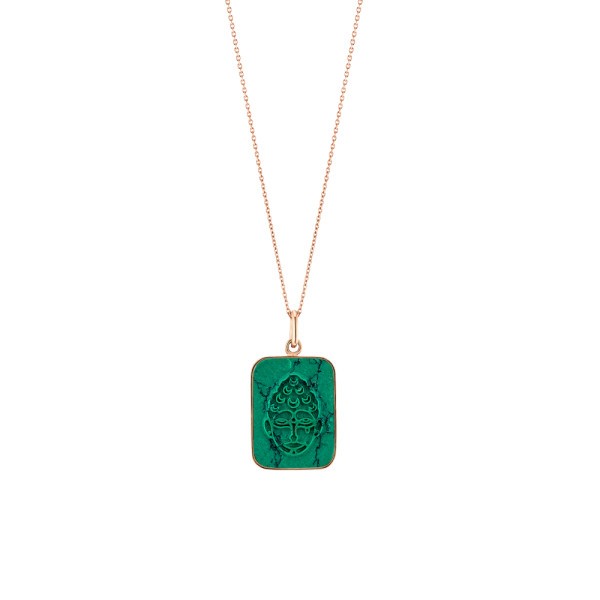 Collier Ginette NY Bliss Buddha en or rose et turquoise BLIT6