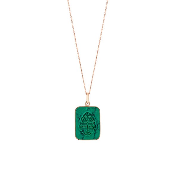 Ginette NY Bliss Buddha necklace in pink gold and turquoise