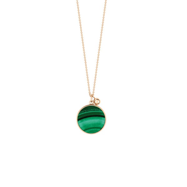 Ginette NY Ever Disc necklace in pink gold and malachite