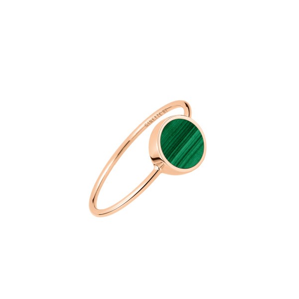 Ginette NY Mini Ever Disc ring in pink gold and malachite