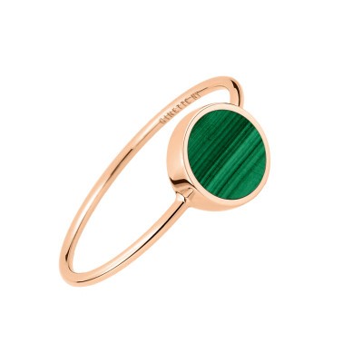 Ginette NY Mini Ever Disc ring in pink gold and malachite