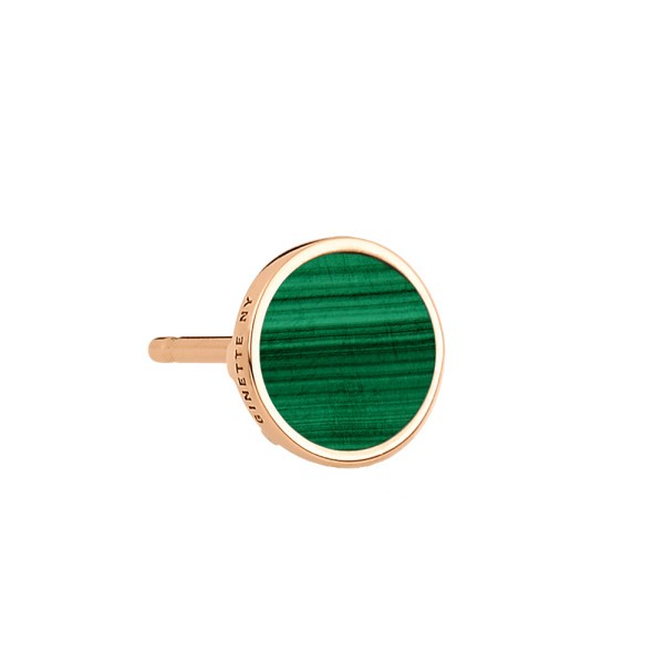 Ginette NY Ever Disc Solo earring in pink gold and malachite