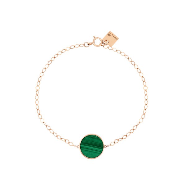 Bracelet Ginette NY Ever Disc en or rose et malachite BEVEM