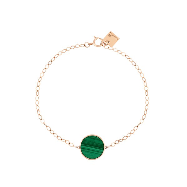 Ginette NY Ever Disc bracelet in pink gold and malachite