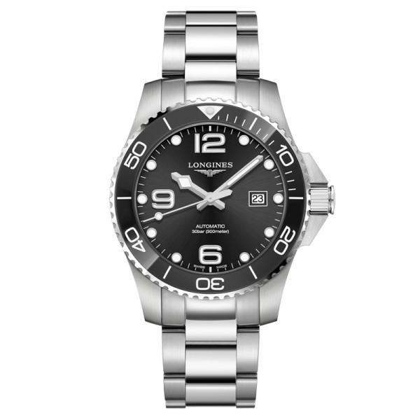 Longines Hydroconquest automatic stainless steel watch black dial 43 mm L3.782.4.56.6