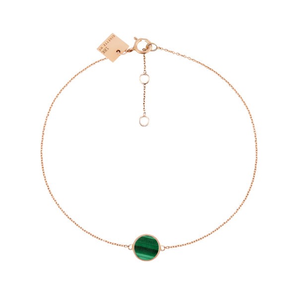Ginette NY Mini Ever Disc bracelet in pink gold and malachite
