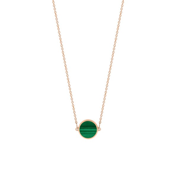 Collier Ginette NY Mini Ever Disc en or rose et malachite EVEM3